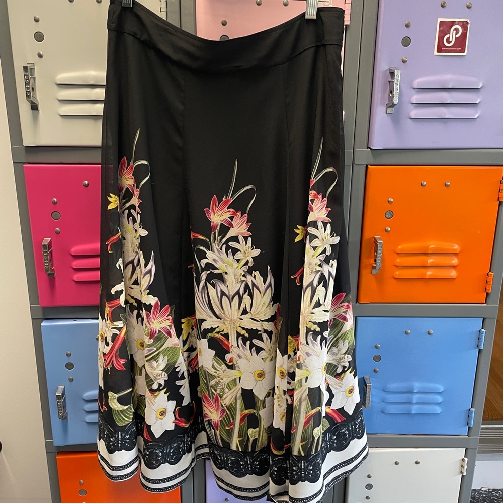 Soft Surroundings Black and Cream A-Line Midi Skirt Cocktail